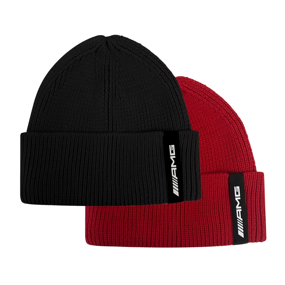 Original Mercedes-Benz AMG Beanie Mütze Schwarz / Rot unisex - NEU