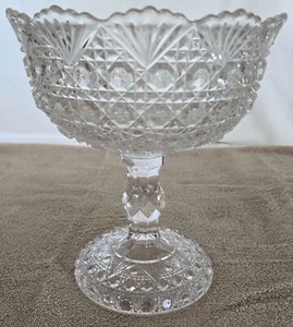 Anchor Hocking Wexford Clear Glass Footed Serving Bowl-Vintage-8inch W, 9inch H - Picture 1 of 7
