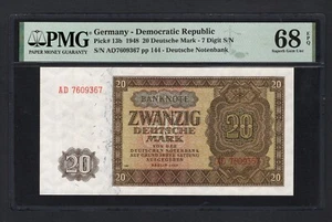 Germany- Democratic Republic 20 Deutsche Mark 1948 P13b UNC Grade 68 Top Pop - Picture 1 of 2