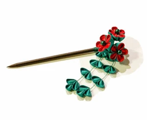 1 pc of Japanese Kanzashi Hair Stick Cherry Blossom Design Christmas Style - Picture 1 of 7