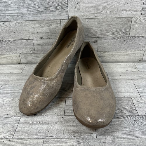 Scarpe da donna Clarks Collection 10M ballerine piatte in pelle antiscivolo morbide ammortizzate