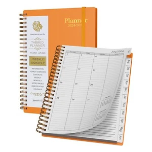 2024-2025 Academic Weekly & Monthly Planner 6.1x8.5 Yellow Flexible Hardcover - Picture 1 of 8
