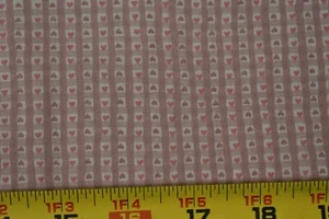 By 1/2 Yd, Tiny Pink & Mauve Heart Stripes on Tan & Mauve Lt-Weight Cotton,P1996 - Picture 1 of 4