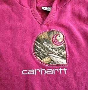 Girl's Carhartt Dark Pink Hooded Pocket Sweatshirt Large 12 - Picture 1 of 8