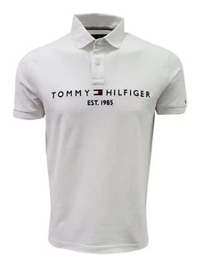 Tommy Hilfiger Mens Embroidered Graphic Logo Mesh Polo Shirt (Medium, White (Est - Picture 1 of 3