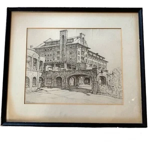 Seltene 1940 Ernest Roth signierte Original Kunstradierung The Inn at Buck Hills Falls - Bild 1 von 10