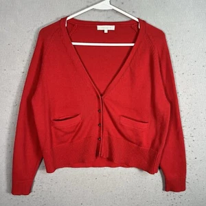 Sandro Paris Cardigan Sweater Womens Size 2 Red Cashmere Cotton Blend - Picture 1 of 13