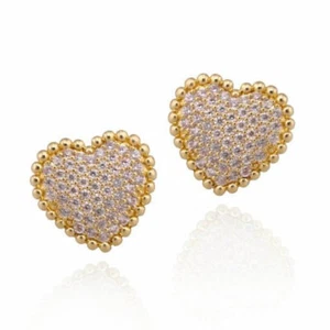 Gorgeous Heart Pillow Stud Earring Clear CZ Hypoallerg Surgical steel - Picture 1 of 1