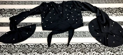 Selena Style Top RHINESTONES SPARKLE Skate Dancer Teen Girls Wrap Spandex Lycra - Image 1 of 4