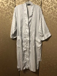 Christian Dior Vintage Blue White Striped Embroidered Robe Size Small S M READ - Picture 1 of 6