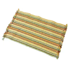 Beachcomber Seafoam Green Peach Coral Chindi Style Cotton Single Placemat - Picture 1 of 2