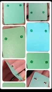Orecchini piccoli 3 mm smeraldo originale taglio smeraldo set in argento sterling massiccio .925 - Foto 1 di 11