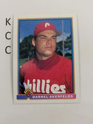1991 Bowman Baseball #493 Darrel Akerfelds Philadelphia Phillies - Image 1 of 2