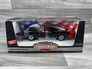 ERTL AMERICAN MUSCLE 1969 DODGE CHARGER DAYTONA HEMI DIECAST CAR BLACK 1:18 - Picture 1 of 6
