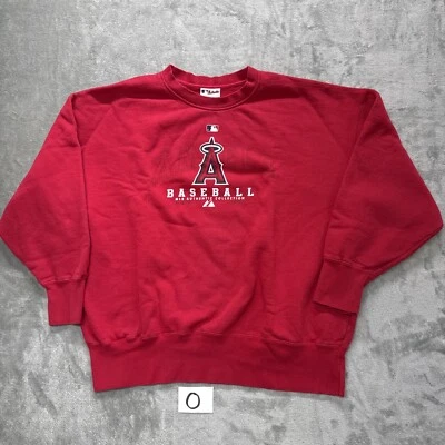 Vintage Majestic MLB Angels Men's 2XL crewneck Pull Over Sweater  Red - Image 1 of 4
