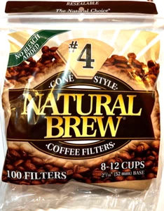 Filtros de café natural estilo cono #4 8-12 tazas 100 unidades - Imagen 1 de 3