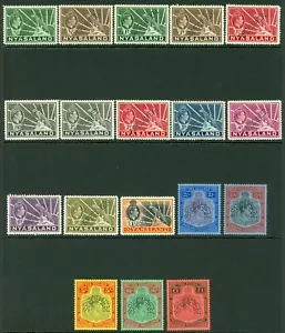 SG 130s-143s Nyasaland 1938-44. 1/2d-£1 Set 18 'Perf' Exemplar. Fein frisch... - Bild 1 von 1