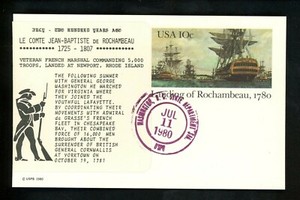 US FDC #UX84 LGS Label 1980 DC State Count Rochambeau Landing Card Unofficial
