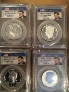 2014 First Strike 50 Kennedy ANVPCGS70, UHCAM, CAM 4 Coin Silver Set DISTINGUISHED - Bild 1 von 2