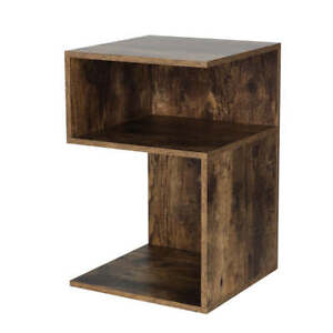 NNEDSZ Bedside Table 2 Shelves Nightstand Side End Lamp Table Bedroom Rust Oak