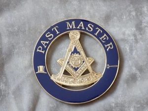 Masonic 3" Car Emblem Past Master with Square Gavel Top Hat Metal NEW! - Picture 1 of 1