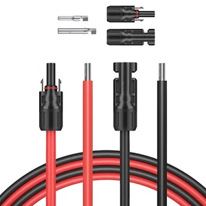 1 Pair Solar Panel Extension Cable Wire Black Red 10 AWG Connector 6mm² - Picture 1 of 5