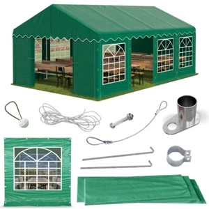 Partyzelt 4x8 Pavillon Bierzelt Festzelt Gartenzelt Markt Zelt 8x4 Grün PE - Bild 1 von 8