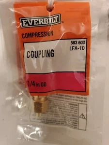 EVERBILT 1/4" OD Lead-Free Brass Compression Coupling (E16455-6(H1) - Picture 1 of 1