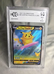 Pokemon TCG Surfing Pikachu V 8/25 Full Art Ultra Rare BCCG Beckett PSA 10 Mint - Picture 1 of 2