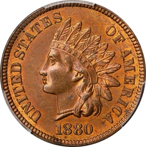 Indian Head Cent 1880 PCGS MS-64 RB! About 85-90% Red! Superb near-Gem! - Picture 1 of 6