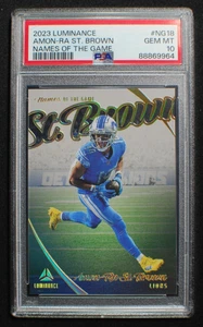🌟 AMON-RA ST BROWN - 2023 Panini Luminance Names Of The Game SSP - PSA 10 Pop 1 - Imagen 1 de 2