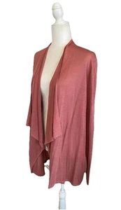 Nuevo con etiquetas Cárdigan Eileen Fisher Seda/Lino Arenisca Cascada Frente Abierto Talla XL $288 - Imagen 1 de 17