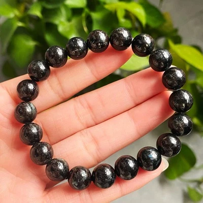 Pulsera de cuarzo cristal anfíbolo negro natural de 10 mm AAA Foto 1 de 4