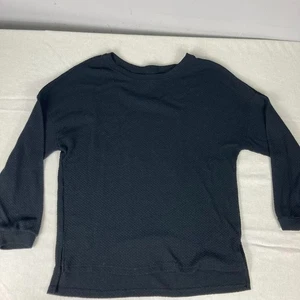 Girls Black Long Sleeve See Through Textured Top Size M 10/12 Sheer Knit - Picture 1 of 9