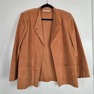 Chaqueta/Blazer Naranja 16 Vintage Da-Rue of California Años 70 Ultrasuede Frente Abierto - Imagen 1 de 15