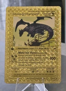 Pokémon Shining Charizard 100hp Gold Foil Fan Art Collector Card TCG - Picture 1 of 2
