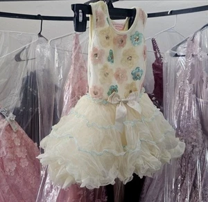 Popatu baby girl white tulle dress with flowers Easter 2T/3T EUC - Picture 1 of 4