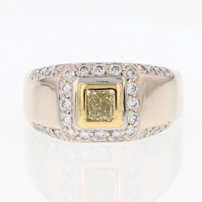 1.02ctw Yellow Princess Diamond Statement Ring 18k Multi-Tone Gold Size 11.75 - Image 1 of 4