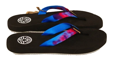 Freewaters女式11黑色蓝色粉红色领带染料拖鞋凉鞋 — 第 1/4 张图片