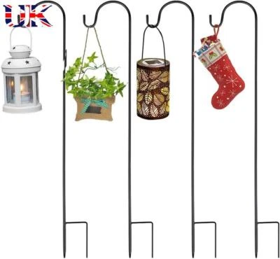 Shepherds Hooks for Garden Lights Metal Stake Plants Hooks Hangers Adjustable UK - Image 1 of 4