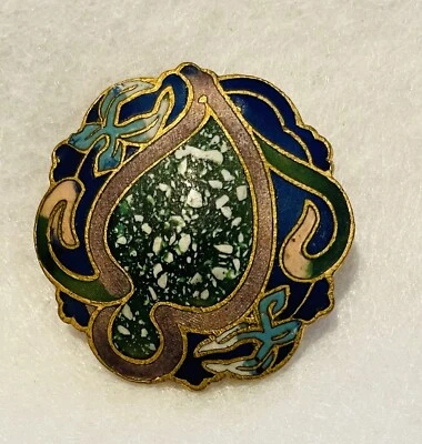 TERRIFIC ANTIQUE 1-PIECE BRASS W/ A MATTE FINISH ENAMEL PAINTED DESIGN  1-1/16” - Image 1 of 3