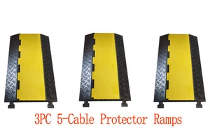 3PC 5-Cable Rubber Warehouse Vehicle Wire Covers Ramp Protector Snake Cord - Picture 1 of 8