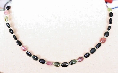 Turmalin Edelstein kette, Linsen , 45 cm, 5- 7 mm, mit Peridot  ( Tum- 40 ) - Bild 1 von 2