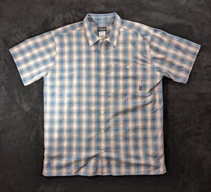 Patagonia Men's XL Button Front Blue Red Plaid Shirt Single Pocket - Picture 1 of 7