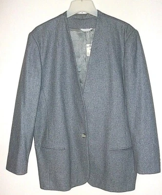 NWT Ladies 18 Business Career Blazer Jacket Gray Wool Blend Free Shipping - Image 1 of 4