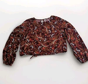 Seafolly Womens Long Sleeve Blouse Top Size 8 Paisley Viscose Beach Boho EUC - Picture 1 of 7