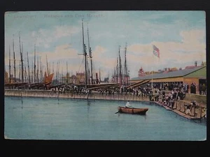 Suffolk LOWESTOFT Harbour & Fishing Market / Fishing Boat c1907 Postcard - Picture 1 of 3