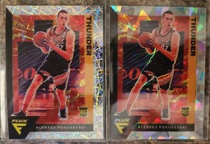 2020-21 Panini Flux Fanatics Aleksej Pokusevski RC Silver Cracked Ice + laser