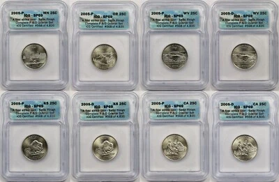 8pc 2005-P&D State Quarters 25C ICG SP69 First Strike Satin Finish - Image 1 of 2