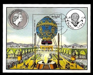 CENTRAL AFRICAN - Hot Air Balloons, 1983 Aviation, History BLOCK S/S CTO - Picture 1 of 1